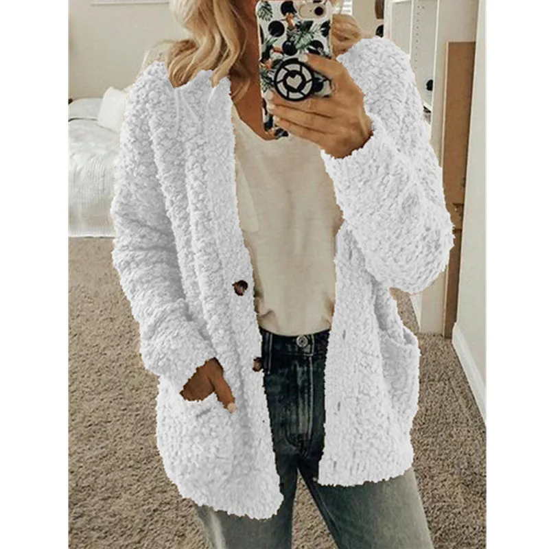 

2023 Autumn/Winter Fashion New European and American Style Woolen Solid Button Pocket Commuter Women's Coat Top