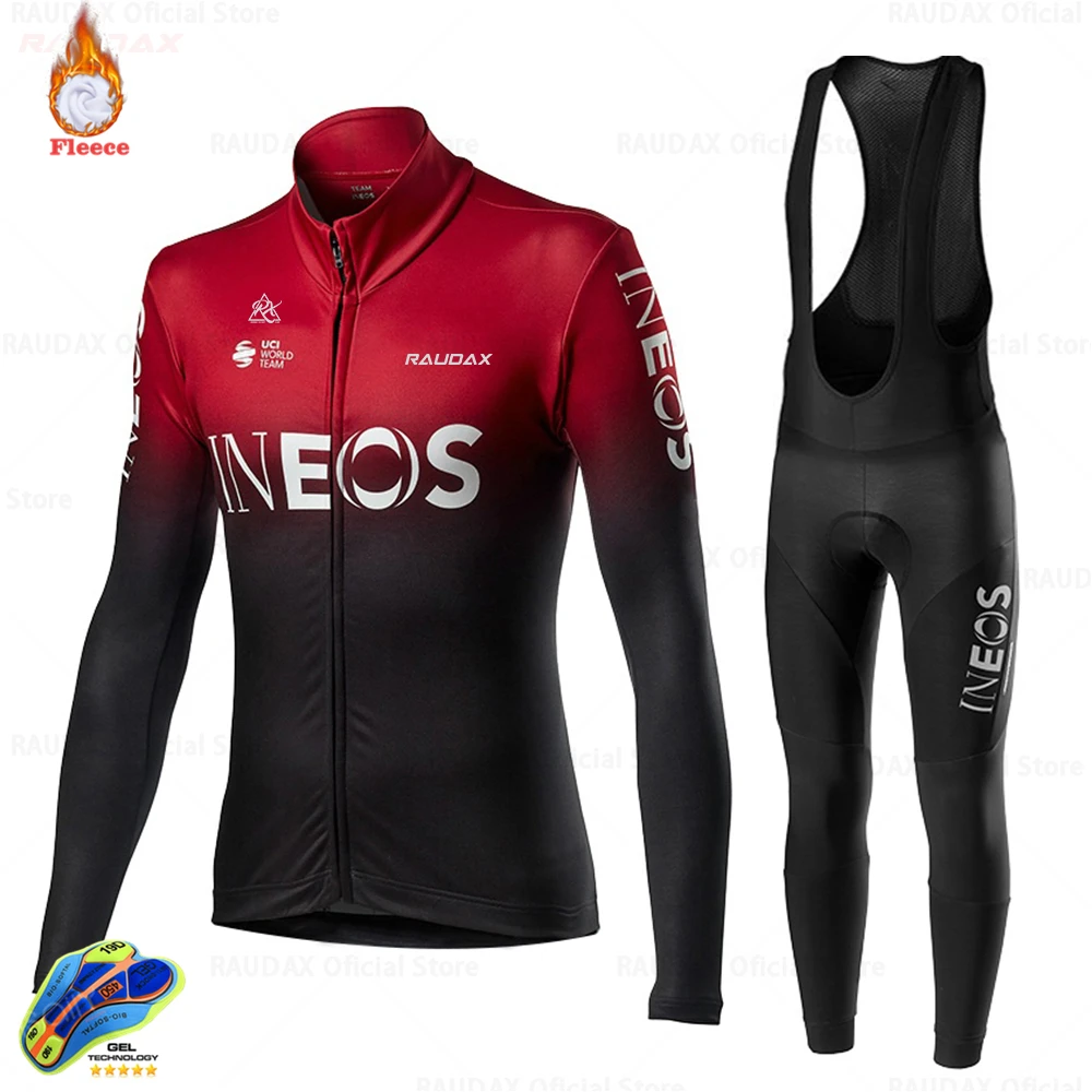 2023 Men Warm Fleece Winter Cycling Clothes Ineos Long Sleeve Cycling