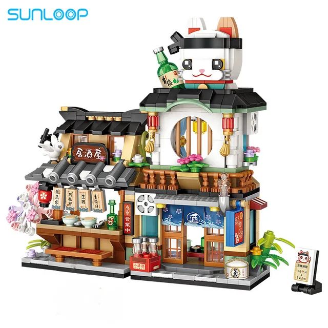 Loz Architecture 스트리트 샵, Izakaya Moc 빌딩 블록 스토어, 일본 거리 장면 퍼즐 선물, 성인 또는 어린이용 장난감