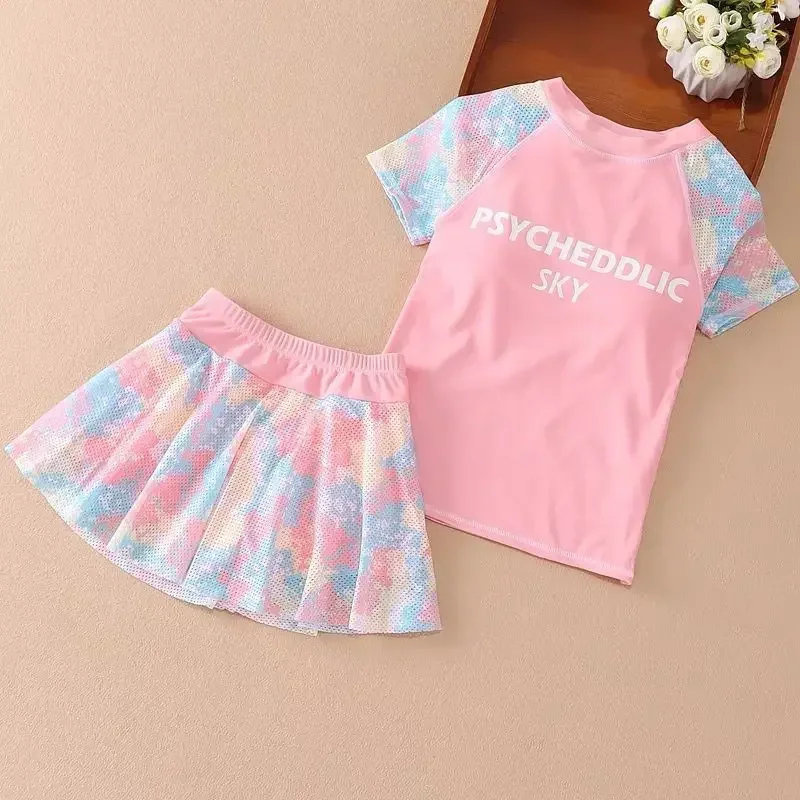 2pcs/set Kids Baby Swimwear for Boy Girls Fashion Sport Pink Blue Color Swimsuit Children Girl Soft Summer Travel Beach Clothes