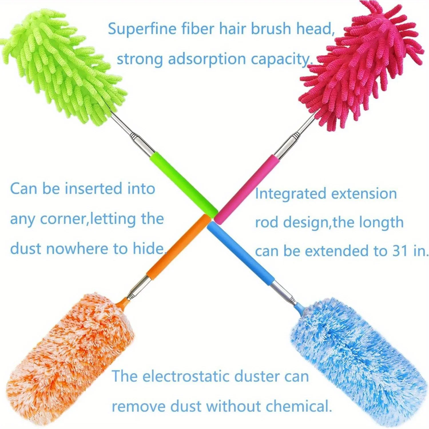 Cleaning Duster Retractable Duster Microfiber Duster Brush Feather Duster Microfiber Dust Brush Telescopic Dust Brush Telescopic Dust Remover Telescopic Duster Brush Extendable and Washable Microfibre Feather Duster Reachable Microfibre Cleaning Tool Small Dusters for Cleaning