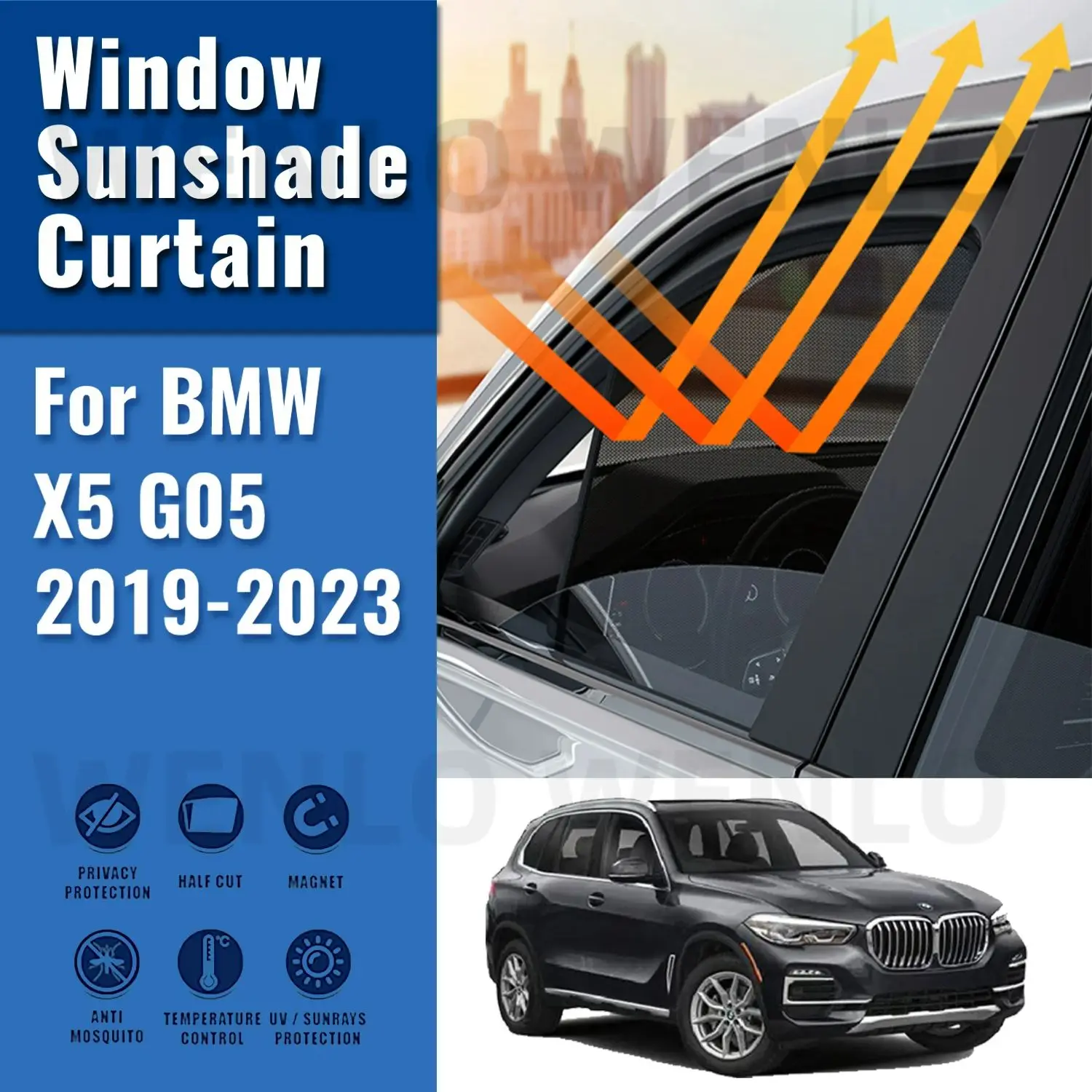 

For BMW X5 G05 2018 2019 2020 2021 2022 2023 Car Sunshade Magnetic Front Rear Windshield Curtain Side Window Sun Shade Visor