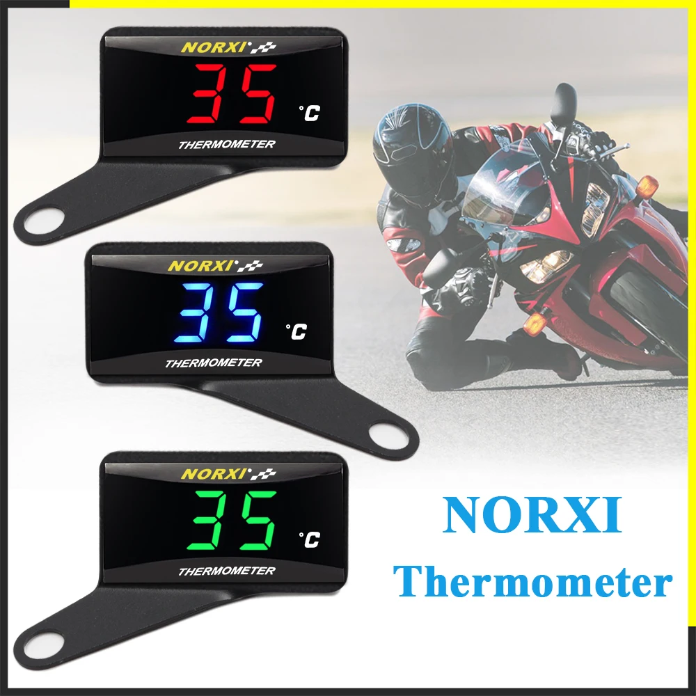 Jauge Température Eau Moto NORXI - Thermomètre Fahrenheit Rouge, Capteur M10, Alimentation 12V