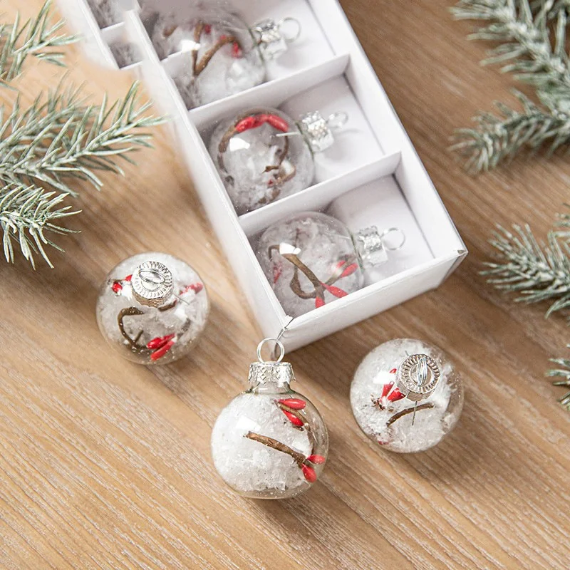 thumbnail image 1 of Juego de 6 bolas navideñas transparentes con lentejuelas de estrella, bolas de cristal para colgar en el árbol de Navidad, decoración para fiestas en el hogar y Año Nuevo, 1 of 5