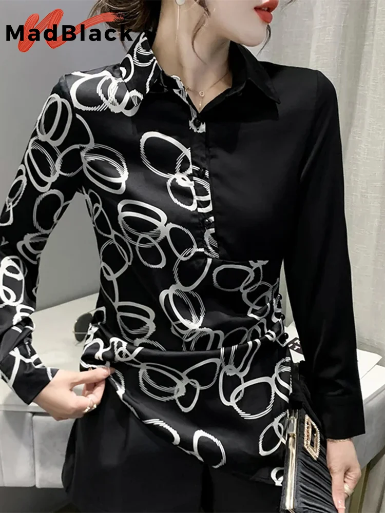 

Женская рубашка с отложным воротником, с принтом
