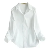 Spring and Summer Women's White Shirt Basic Korean Version Loose Casual Office Shirt Work Professional Top Solid Color - Image 3