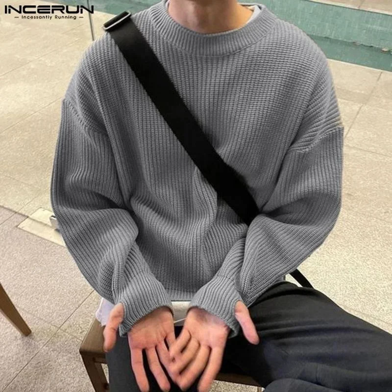 

Casual Well Fitting Tops New Men Solid Color Round Neck Sweater Stylish All-match Male Loose Comfortable Pullover S-5XL
