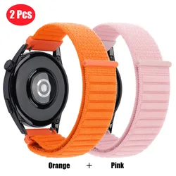 Breathable Nylon Wavy Soft Wristband, 20/22mm Replacement Strap - 1PCS 22mm (2p - Orange - Pink)