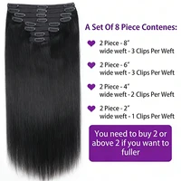 Extensions à clips sans couture, cheveux humains lisses, brésiliens, Remy, naturels, doux, 8 pièces, 120 g, extensions à clips en cheveux humains 2