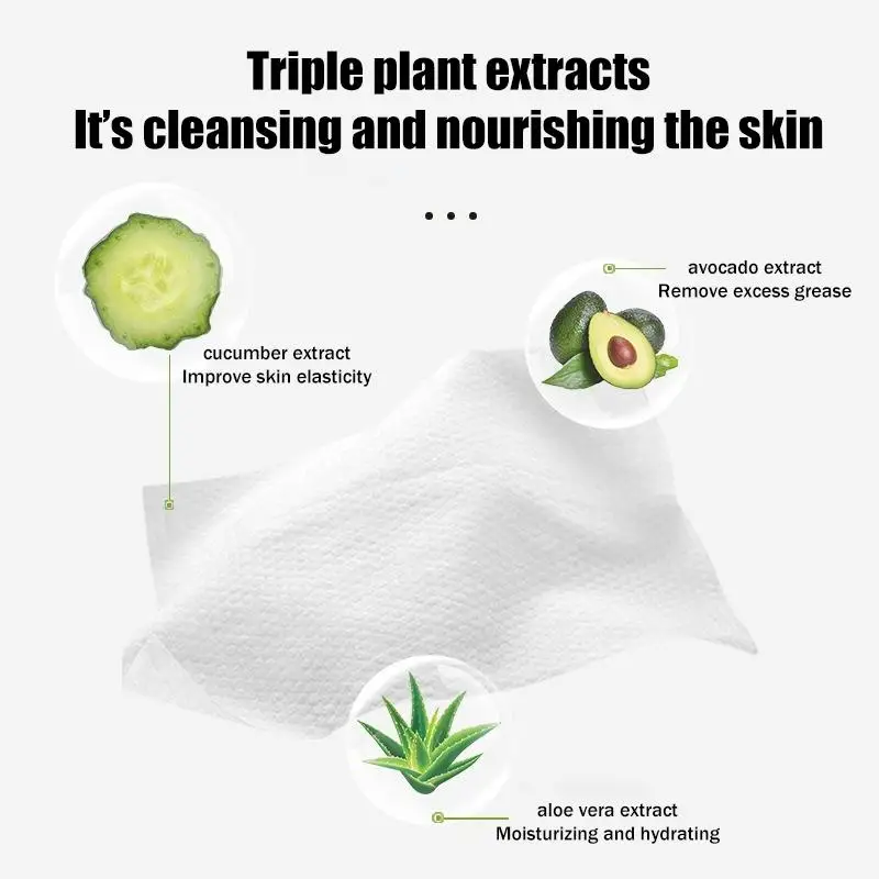 Avocado Scented Makeup Remover Wipes Deep Cleansing Facial Skin Gently Remove Makeup Hypoallergenic Moisturizing Travel-Friendly S258f626211fa4ef9aa7ba7f39294a545W