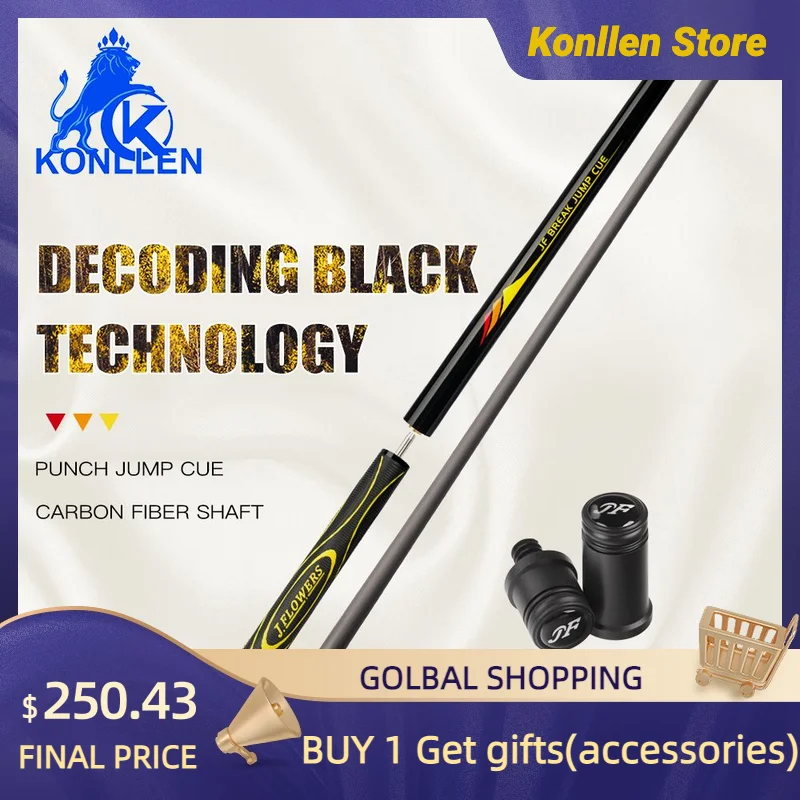 Konllen&JFlowers Carbon Fiber Punch&Jump Cue Stick 13mm Tip Technology