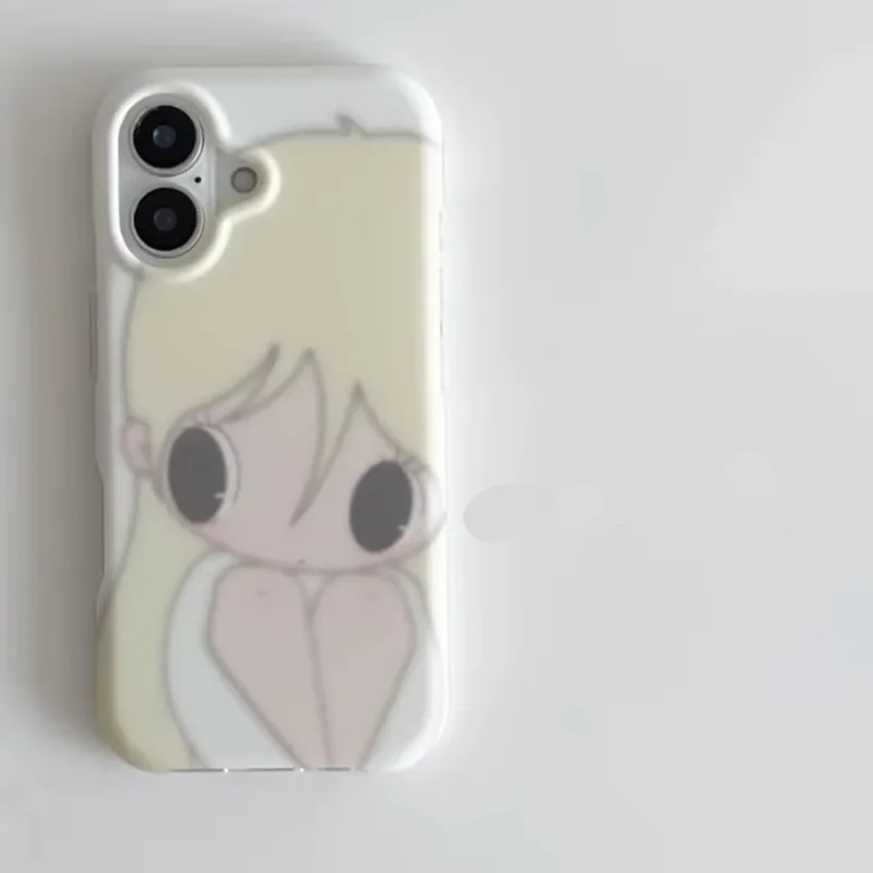 รูปสินค้า เคสซิลิโคนนิ่มลายสาวผมทองน่ารัก สำหรับ iPhone 14/15/16 Pro Max