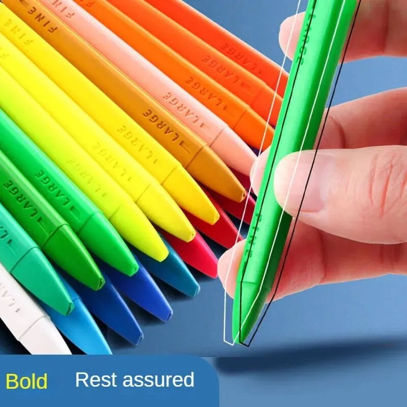 M&G Stationery Non-dirty Hand Double-ended Plastic Crayons 24-color Brush Set Easy to Hold and Not Easy to Break DIY Color Pens 2
