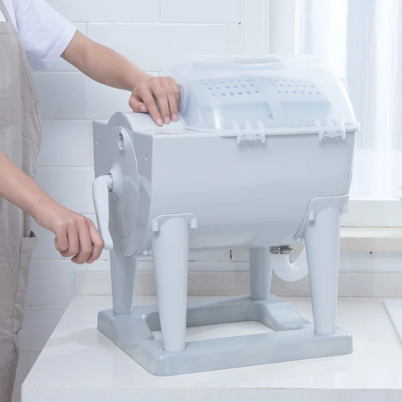 Outdoor Portable Hand Rock Drum Washing Machine No Electric Dehydrator, Manual Washing and Drying Drum for Student Dormitory
