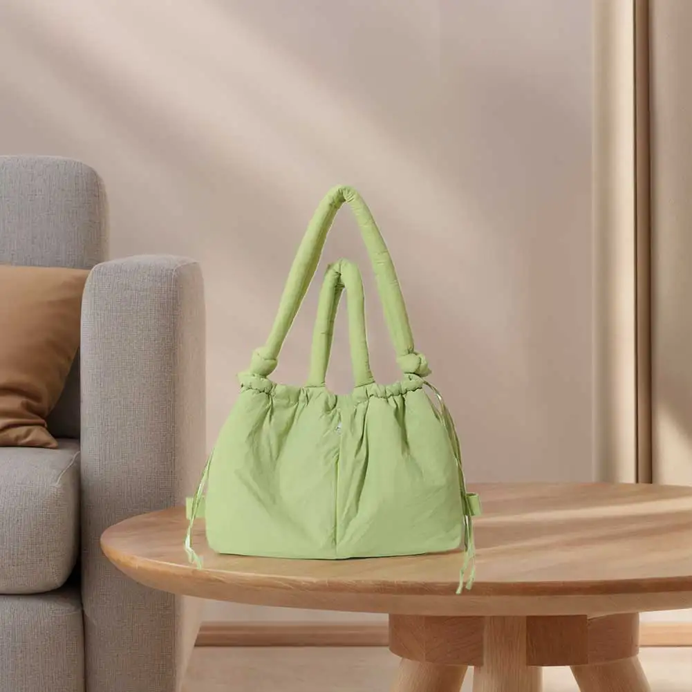 Simple Puffer Tote Bag for Women Adjustable Strap Quilted Tote Bag Nylon Crossbody Bag High Capacity Vintage Women's Padded Bag 