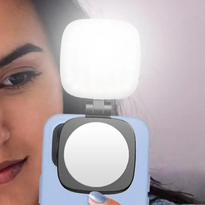Phone Ring Light Magnetic LED Ring Light For Phone 5 Level Brightness Folding Cool Gadgets With Makeup Mirror For Vlog Recording
