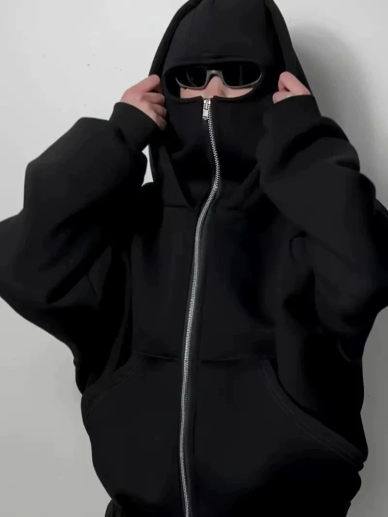 가을 겨울 여성 후드티 트레이닝 스웨트셔츠 이중 후드 스웨트셔츠 마스크 후드 지퍼 가디건 스포츠웨어 따뜻한 여성 코트