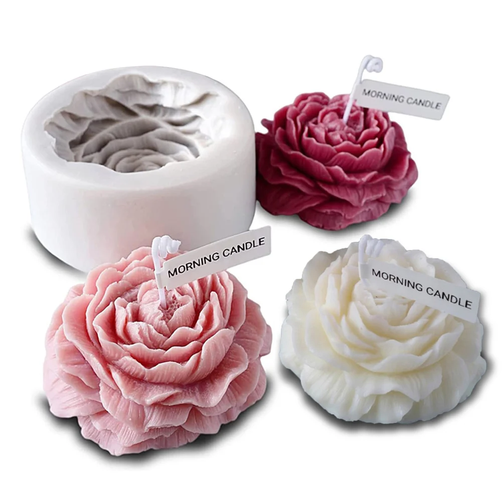 

Silicone Candle Mould Diy Peony Flower Soap Mold Handmade Gift For Scented Candles Chocolate Ice Cream Soap Wholesale