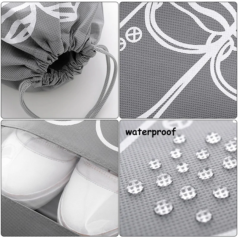 1/3/5PCS Visible Shoe Organizer Thickened Non-Woven Dustproof Drawstring Storage Bag Clothing Travel Pouch Handbag Storage Bags