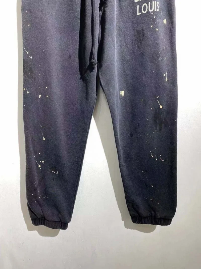 24ss Saint Louis Oversized Sweatpants Men Women 1:1 Speckled Graffiti Washed Pants