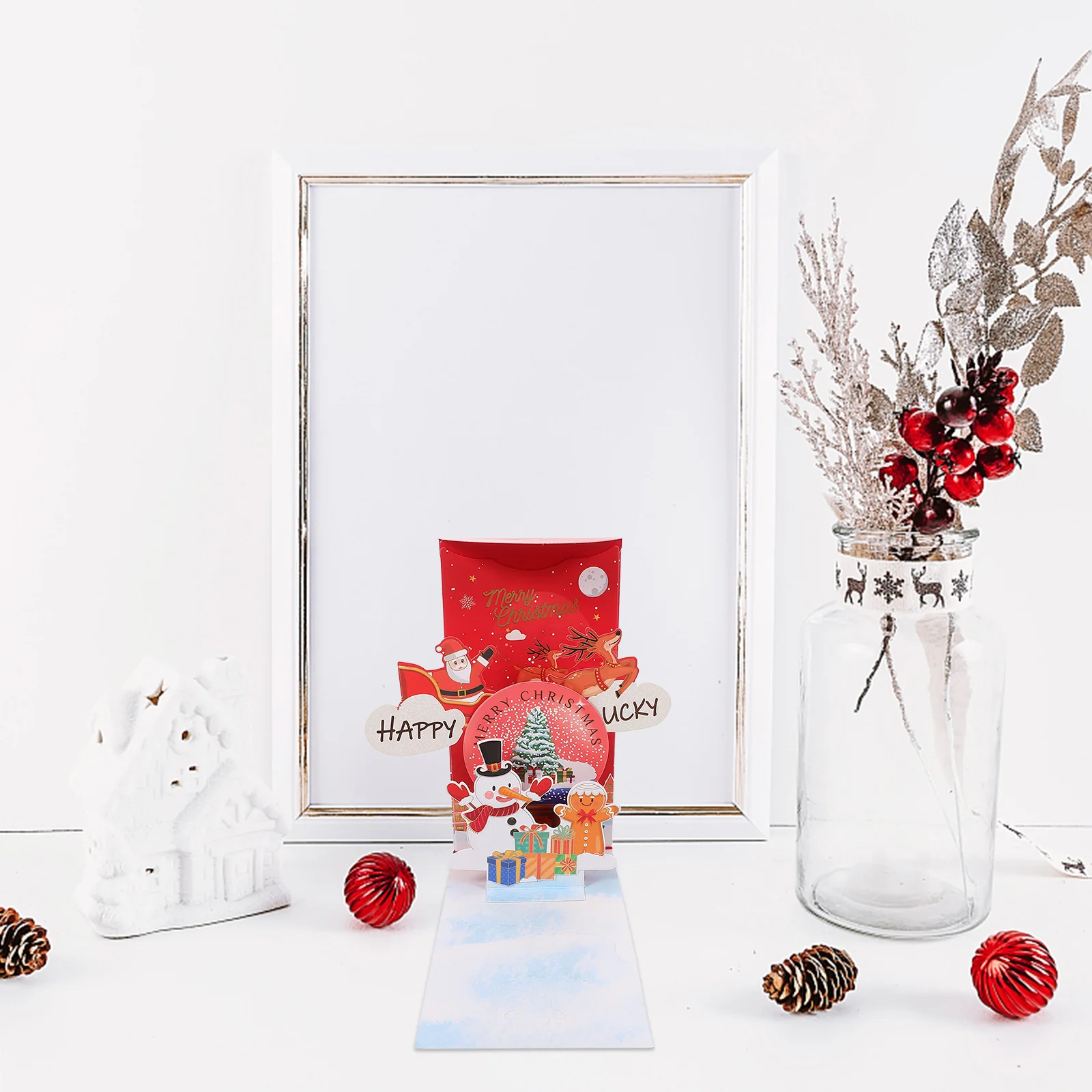 Christmas Pop up Cards Three-dimensional Red Envelope Greeting Xmas Supplies Paper