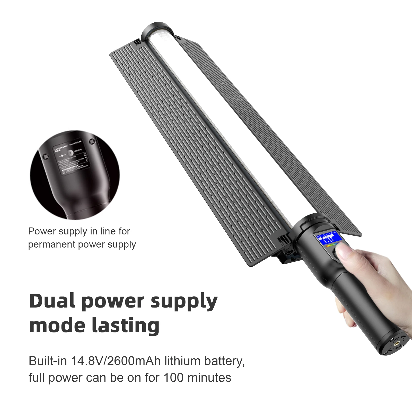 LIPPMANN LS-550X RGB LED 튜브 라이트 스틱 핸들 LED 라이트, 3200K-5600K 밝기 조절 가능, Bardoorn 지지대 앱 제어, 26W