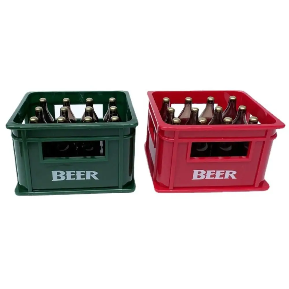 1Set 1:12 Mini Dollhouse Beer Resin Frame Storage Basket With 12 Bottles Simulation Drink Beer Model DIY Doll Accessories 4