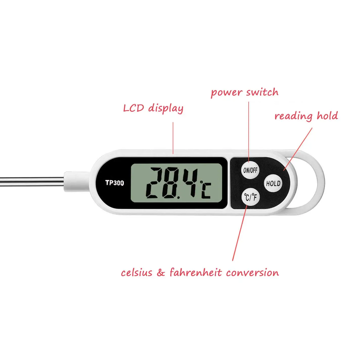 Precision Instant Read Cooking Thermometer with Long Probe