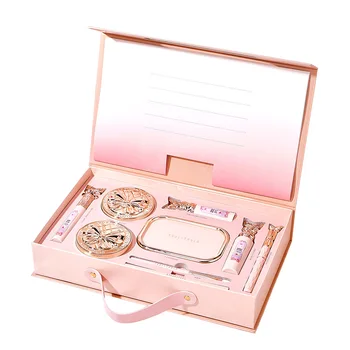Set per trucco Cosmetici Set completo Kit per trucco Rossetto Ombretto Penna per sopracciglia Cuscino d'aria BB Cream Mascara Confezione regalo per trucco da 9 pezzi