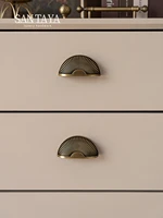 Santaya มือจับตู้ครัวสุดหรู มือจับลิ้นชักตู้เสื้อผ้า มือจับเปลือกหอย ฮาร์ดแวร์เฟอร์นิเจอร์ ทองเหลืองโบราณขัดเงา 6