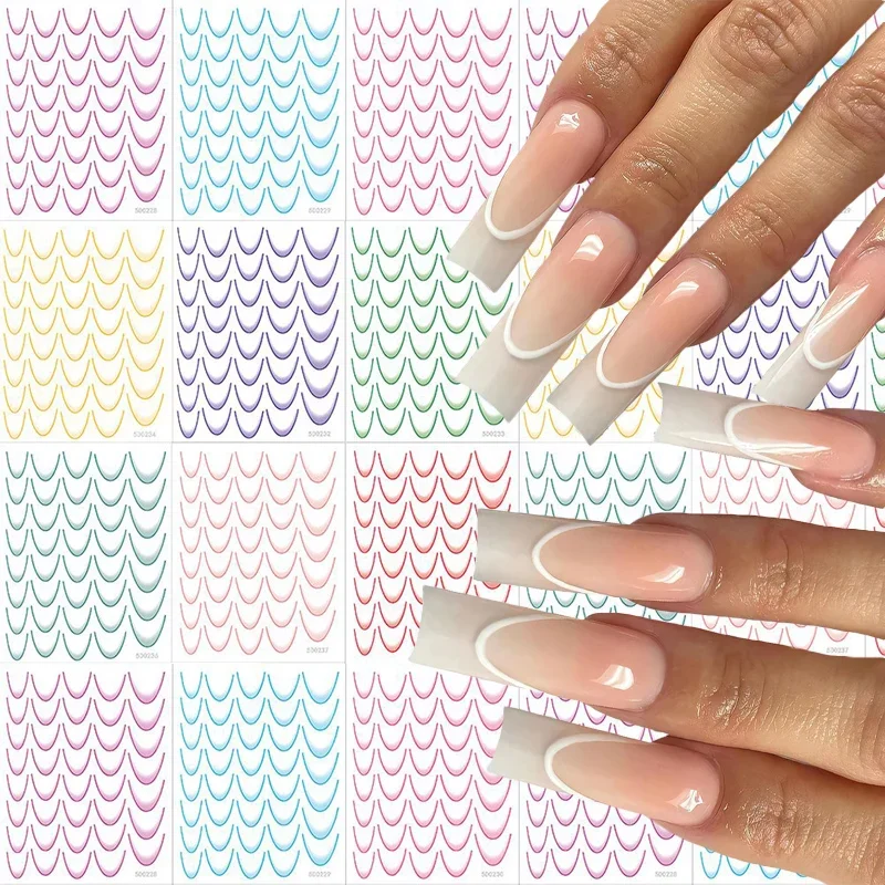Nail Stickers 6/18pcs French Manicure 3D Gradient Decals