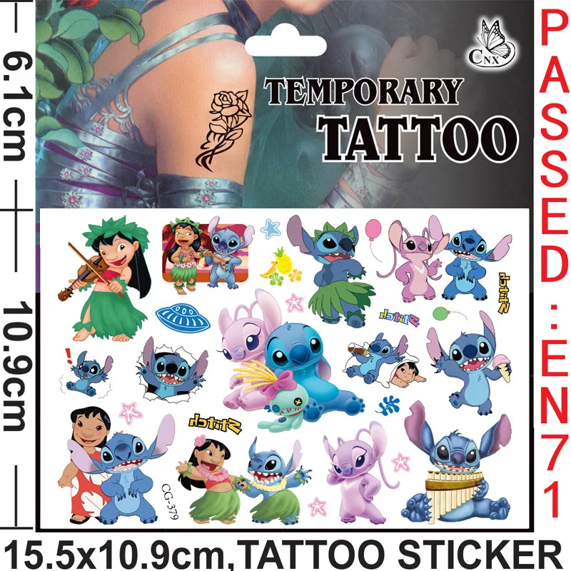 New Interstellar Baby Stitch Cartoon Tattoo Stickers Children Stitch Water Transfer Disposable Tattoo Stickers Toys Kawaii Gift 3