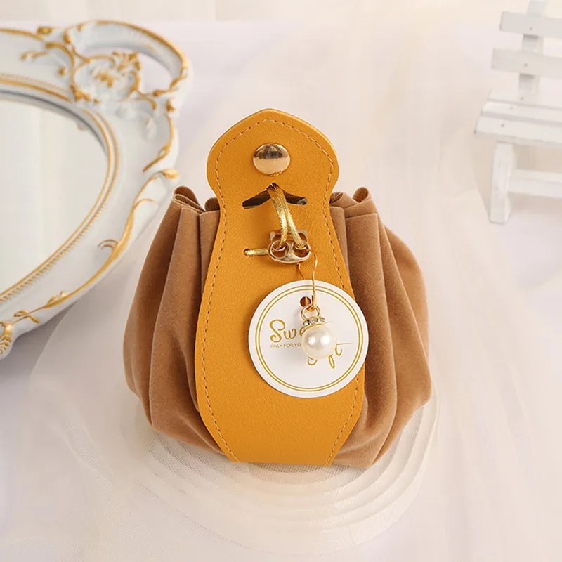 Luxury Flocked Leather Velvet Drawstring Candy Bags – Elegant Sachet Pouches for Christ... - SKU CFB01614 - UGI Packaging
