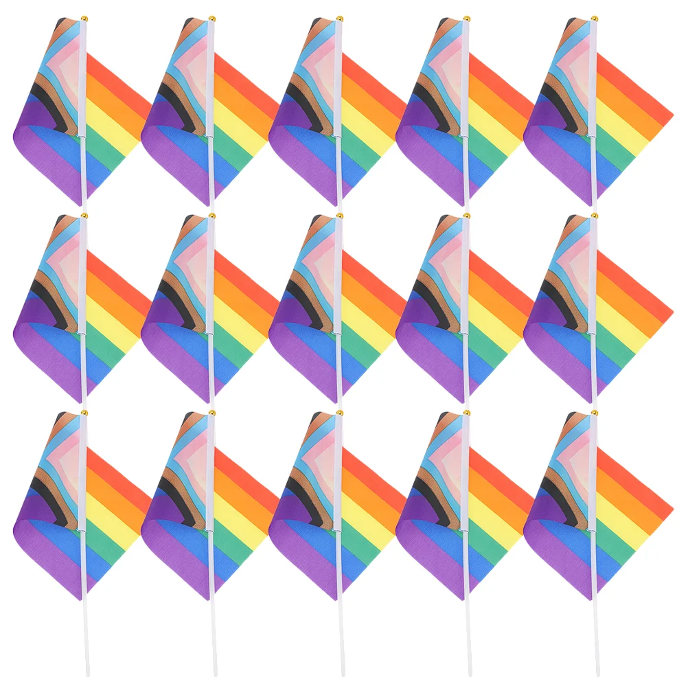 

Rainbow Banners Flag Comprehensive Outdoor Courtyard Hand-waved Decoration Event Holiday 100pcs (14x21cm (with 30cm Pole) Party