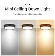  1 Normal Ceiling Light LED Down Light Surface Mounted Downlight Ultra-thin Tricolour Panel Light Adjustable Angle LED Down 