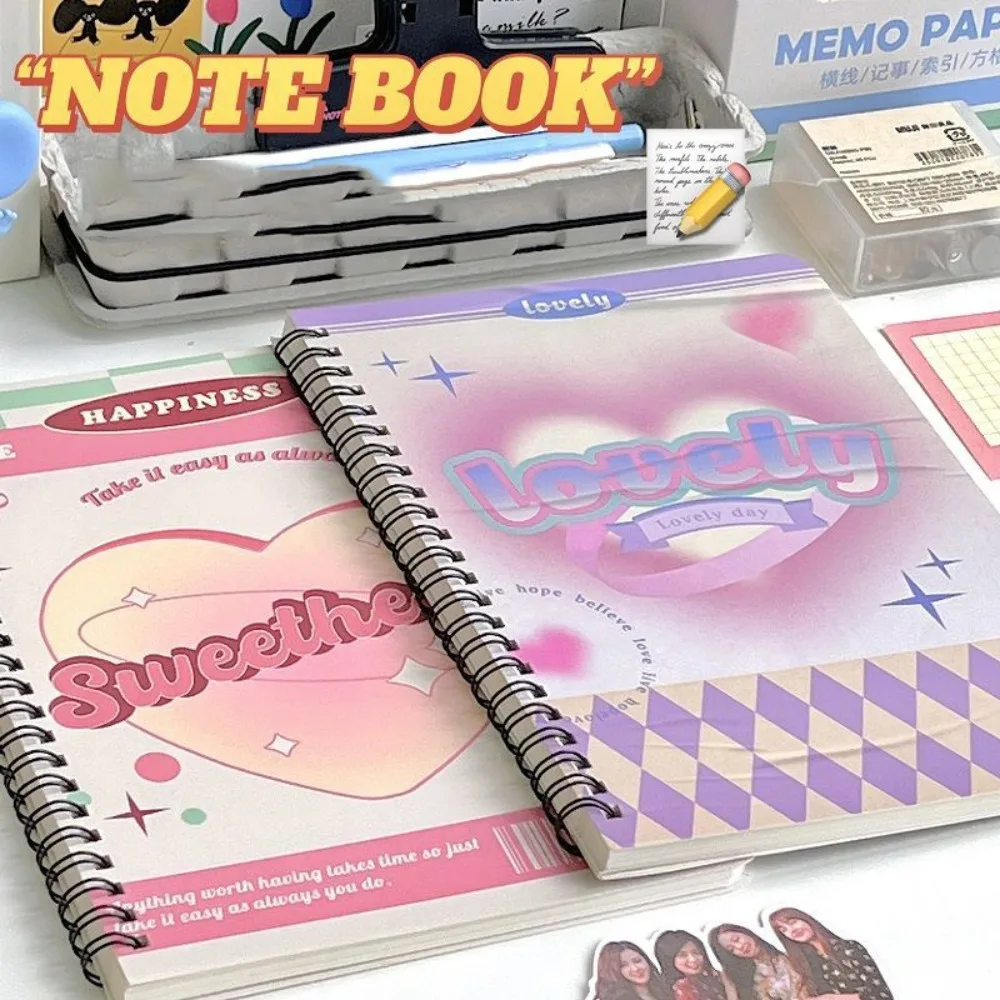 

50 Sheet Coil Notapad Lovely A5 Notepad High Beauty A5 Binder Notebook Retro Cover Loose Leaf American Retro Notebook Girl Gift