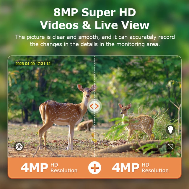 4K 8MP 4G SIM WIFI Solar Powered Camera Outdoor 360° View Animal Monitoring Solar Battery Hunting PTZ Cameras  4G SIM 12X ZOOM 2