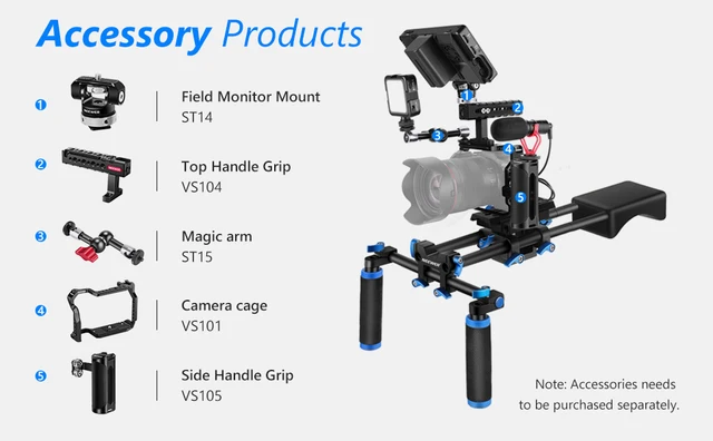 Camera Shoulder Rig Kit - Supporto A Spalla Per DSLR E Videocamere, Stabilizzatore Video - Foto 3