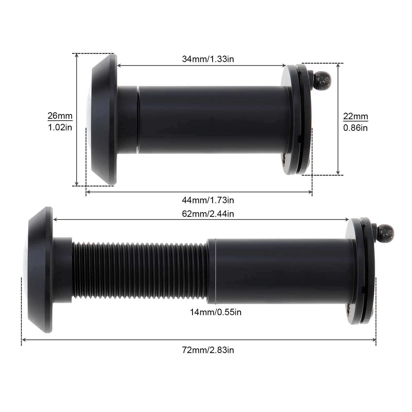 Door Peephole 14mm/0.55inch 180 Degree Security Peek Peep Holes HD Door Viewer for 1.3in to 2.3inch Door Thickness