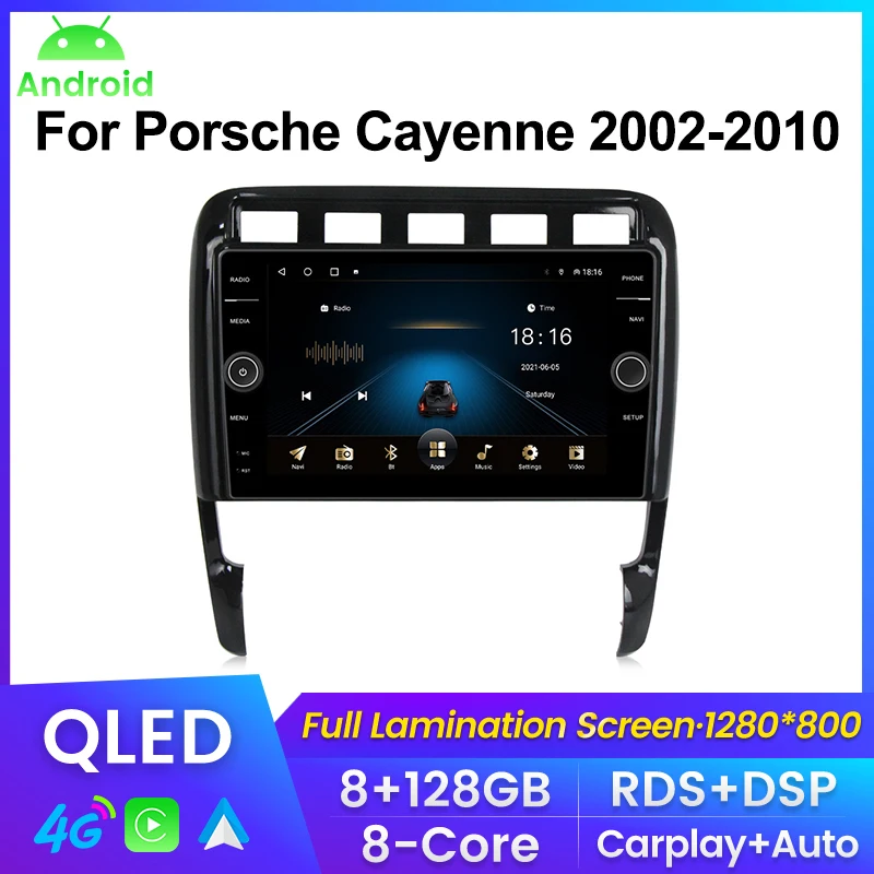 

QLED экран с ручкой Автомагнитола For Порше Кайен 9PA For Porsche Cayenne I 1 9PA 2002 - 2010 мультимедийный плеер навигация GPS Автомобильная интеллектуальная система Carplay Android авто до 8 ядер 8 + 128G No 2din