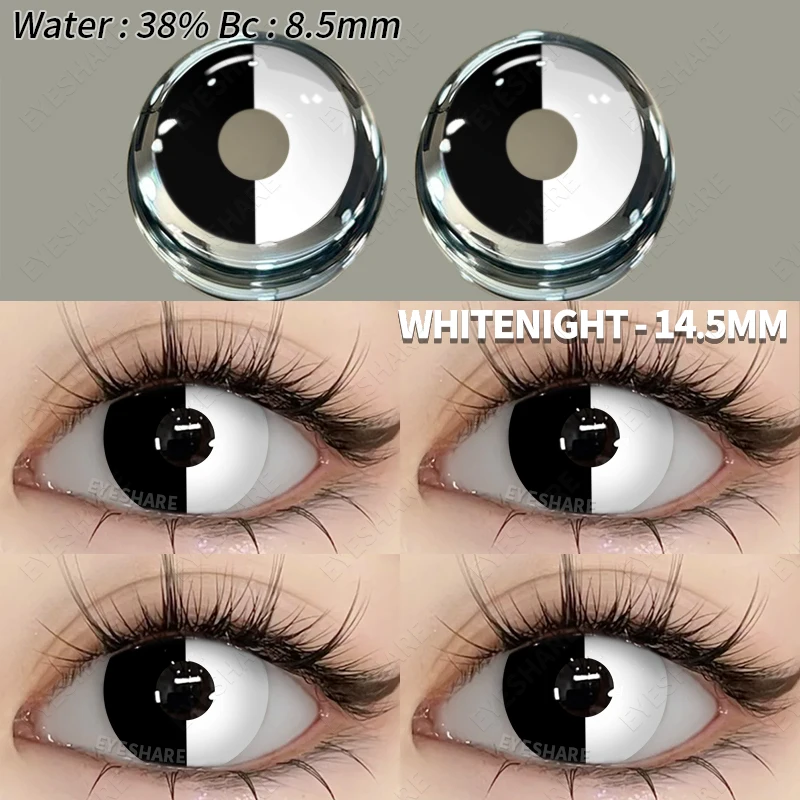 AMARA 2 Stück Cosplay farbige Kontaktlinsen Crazy White Kontaktlinsen Anime Black Eye Linsen Halloween Beauty Makeup Lens – Detail 16