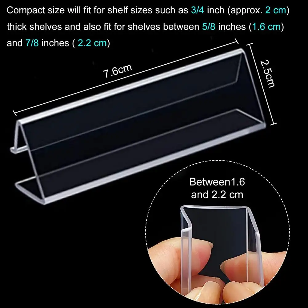 30-Pack Tag Holders Wire Shelves Transparent Ticket Price Tag Holders Easy Wipe Clean Sustainable Display Solution