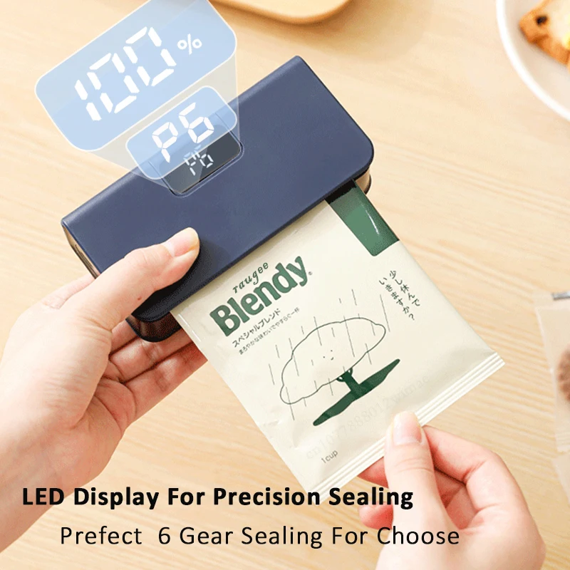 Plastic Bags Sealer Mini Sealing Machine Portable Handheld Mini Heat Bag Sealer USB Rechargeable Food Packaging Sealing Machine 4