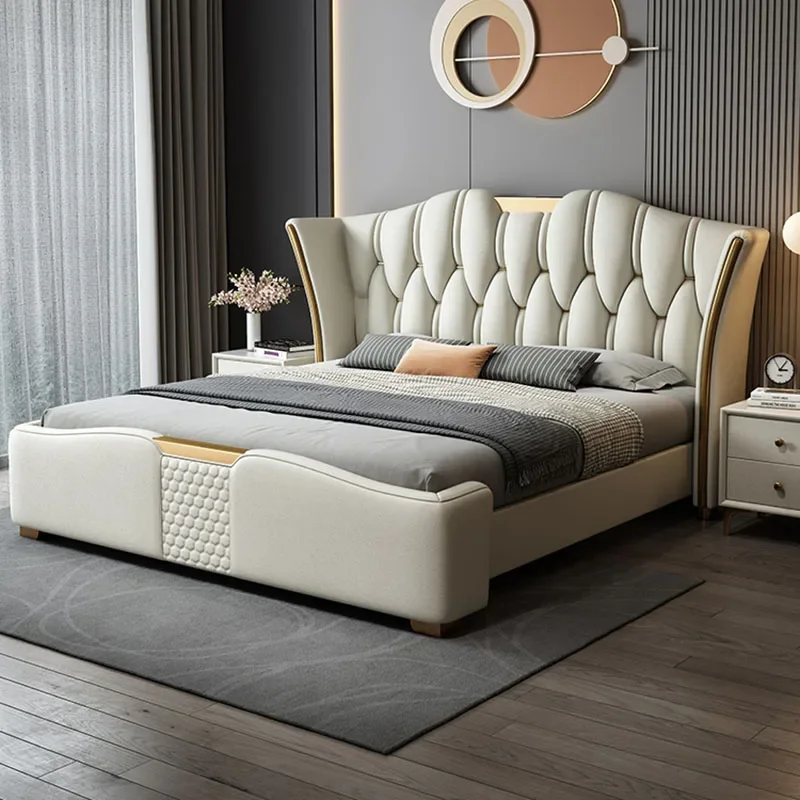 

Modern Whitr Bed Luxury Double Bed Drawers Bed High End Headboard Frame Double Girl Wood Cama Matrimonio Furniture For Bedroom