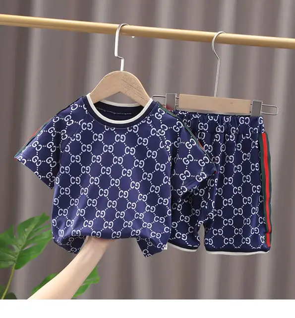 Years baby boys clothing suits pure cotton casual fashion printed little girls short sleeves