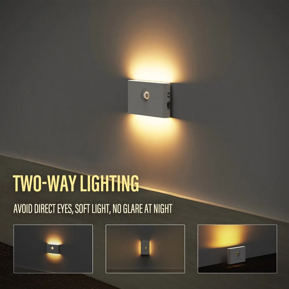 LED Motion Sensor Light Wireless LED Night Light Type C Rechargeable Night Light Cabinet Wardrobe Lamp Staircase For Kitchen LED