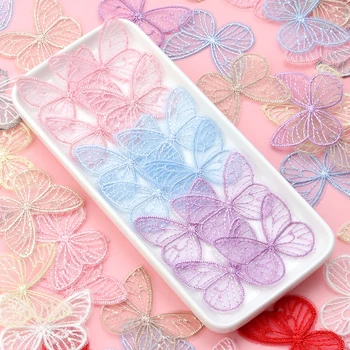 20Pcs Embroidery Fabric Butterfly Flowers 4