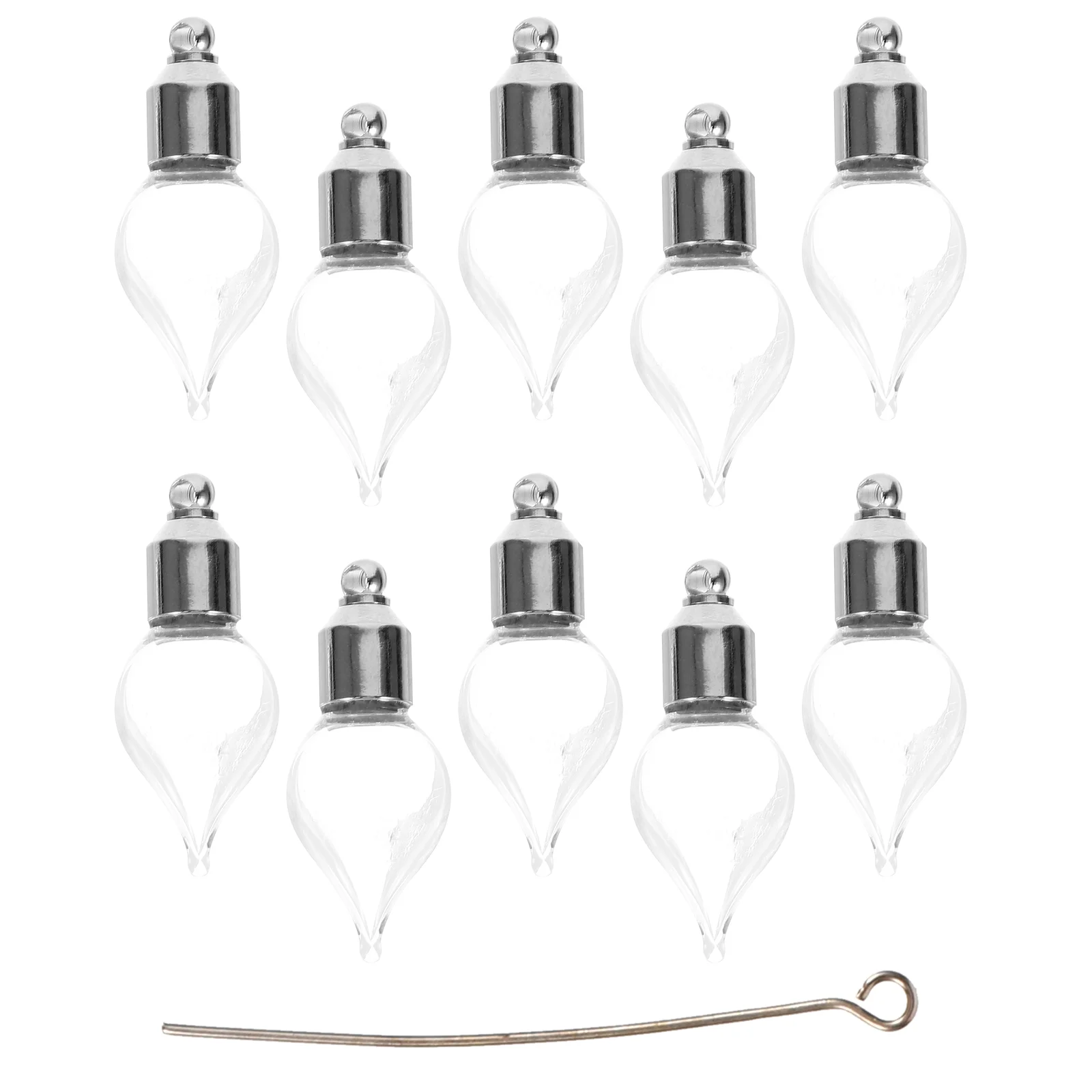 

10 Pcs Mini Glass Bottle Refillable Essential Oil Bottles Necklace Empty Perfume
