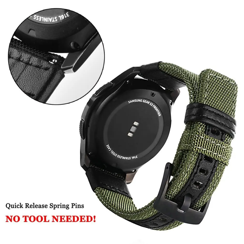 Nylon Quick Release Sport Strap - Military Style Canvas Fabric Watch Band