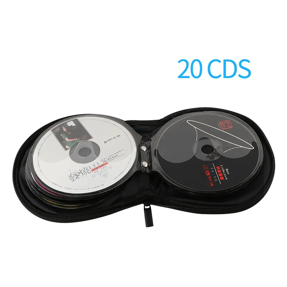 Portable CD DVD Case 20 Capacity Oxford Cloth CD Storage Bag Round Holder With Zipper For Home Car Box Bag